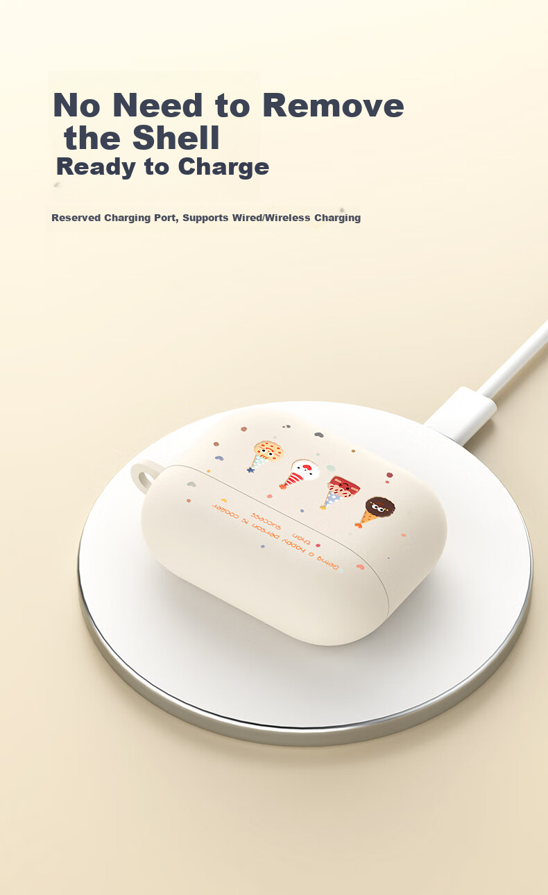 Smorss Silicone Protective Case for AirPods Pro 3rd Gen Full Coverage Shockproof Dustproof Cartoon Matte Soft Case Cookie Donut 4