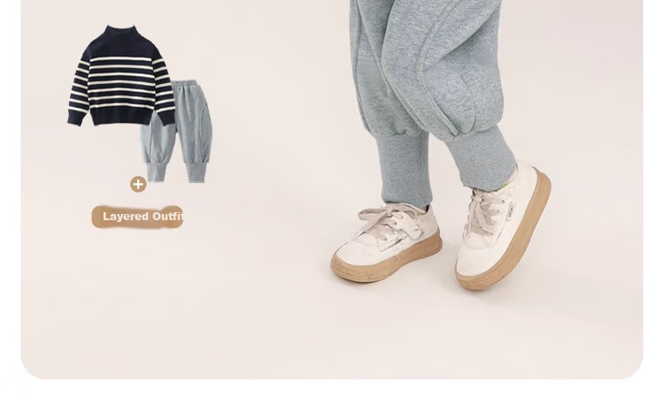 Ciciibear Boys' Sweater Autumn Winter Thickened Half Turtleneck Baby Striped Knitwear Children's Clothing 10