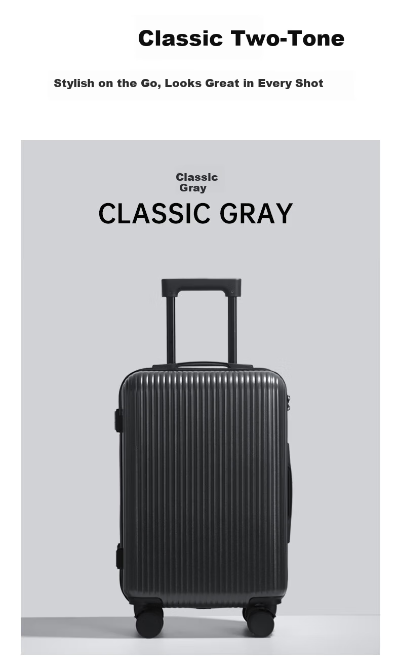 Jingsu Luggage Women's Carry-On Suitcase, Men's Trolley Case, Lightweight Student Password Travel Suitcase, 26-inch Black 3