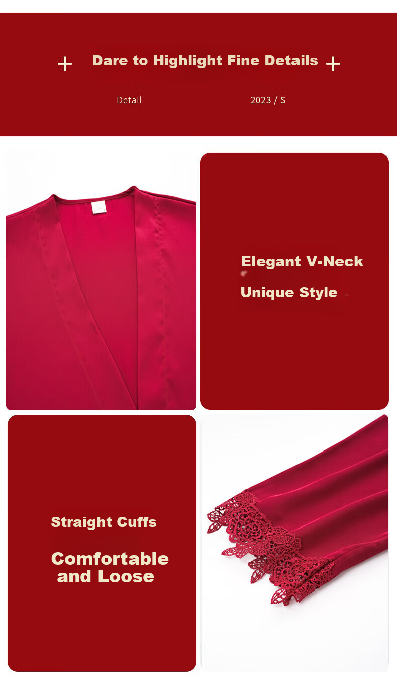 Caramella Women's Loungewear Set Unisex Wedding Newlywed Ice Silk Robe Bride Red Couple Pajamas Men 7