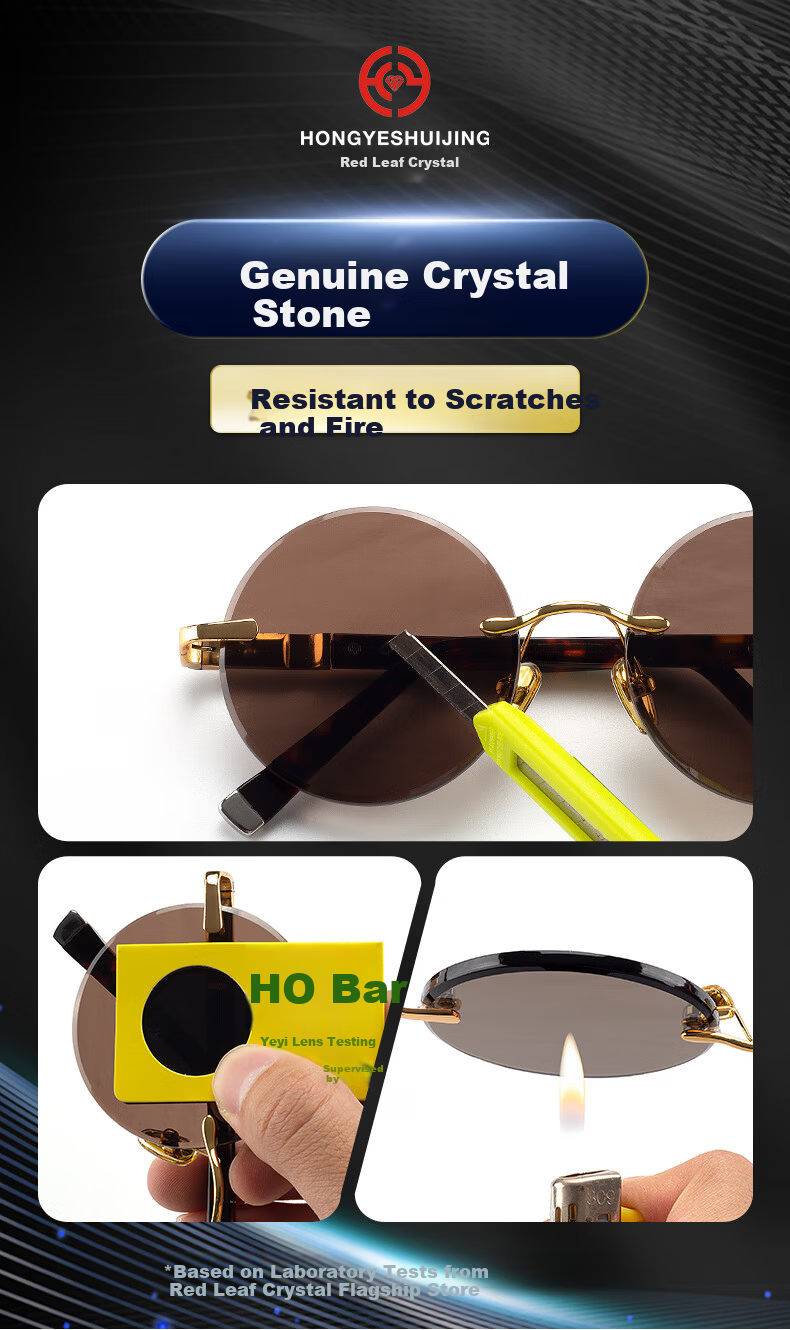HONGYE Tea Crystal Glasses Crystal Polarized Sunglasses Brown Lens Men Elderly Dad East Sea HD Sun Protection 7