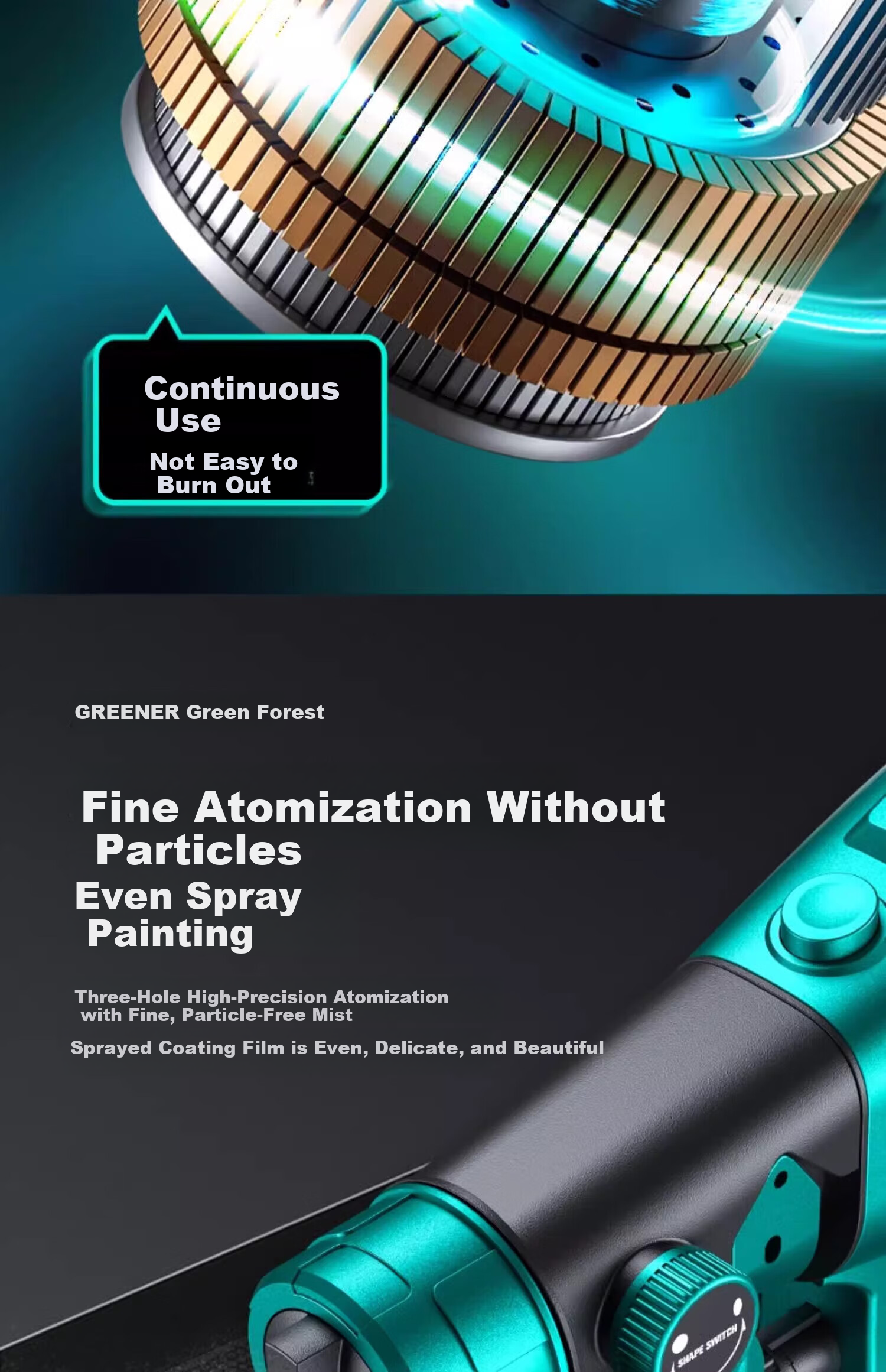 GREENER Electric Spray Gun Lithium Battery Spray Paint Machine Latex Paint Atomization Coating Sprayer [Two Batteries and One Charger] 6