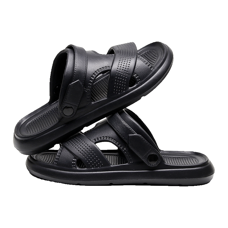Guoluofi Men's Summer Sandals Beach Shoes Soft Sole Non-Slip Thick Sole Breathable Casual Dual-Purpose Outdoor Slippers Brown Size 43-44