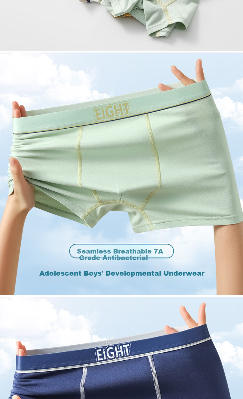 Dingguagua Boys' Cotton Boxer Briefs for Adolescents, Middle and High School Students, Plus Size 10