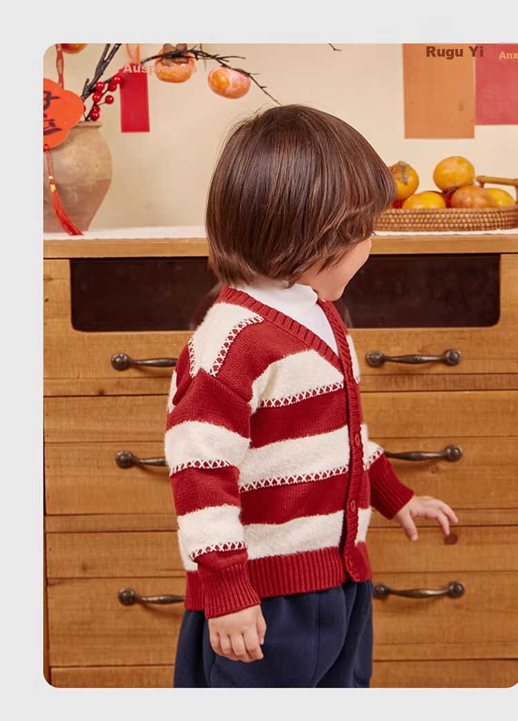 Ciciibear [Antibacterial, Anti-Static, Anti-Pilling] Baby Cardigan Sweater New Year Winter Style Thickened Warm Clothing Boys' Jacket 25