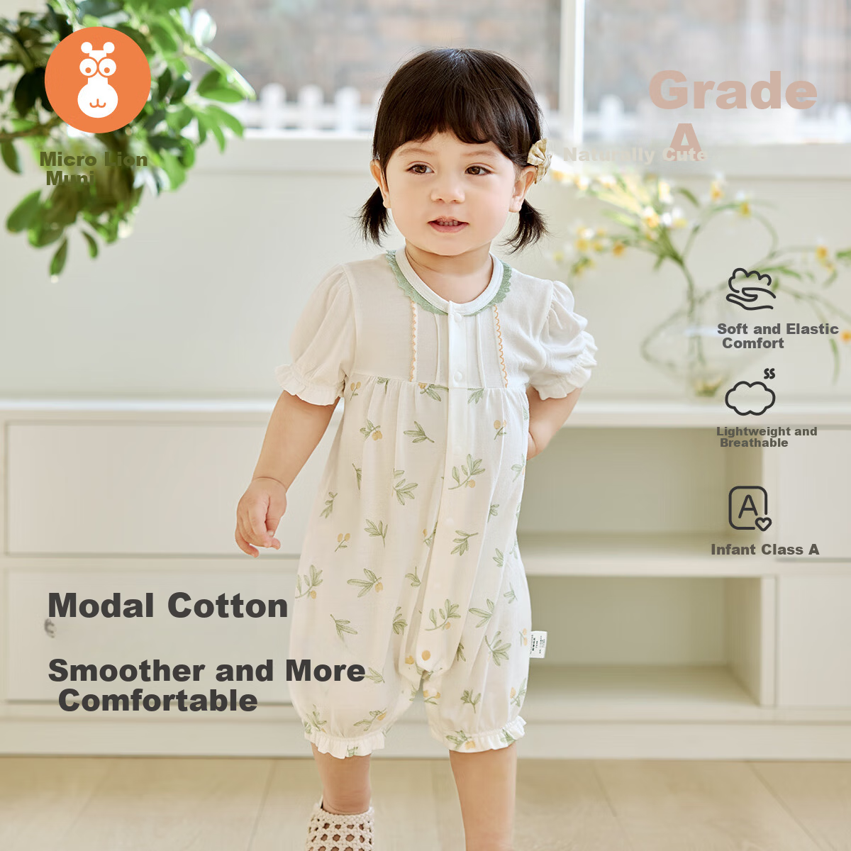 Wismorni Baby Boys and Girls Summer Thin Romper Short Sleeve Modal Pajamas