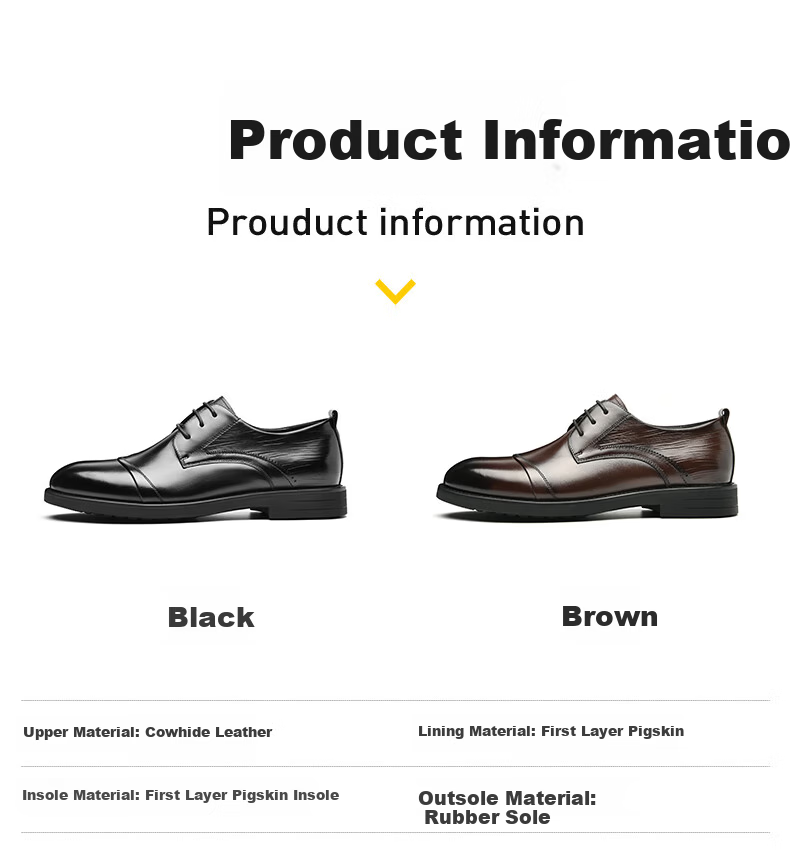 HLA Business Casual Men's Breathable Leather Derby Dress Shoes HAAPXM1EBA068 Black Size 38 5