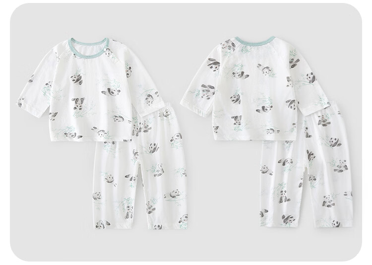 Xiyuan Children's Summer Thin Cotton Antibacterial 7A Kids Unisex Three-Quarter Sleeve Pajama Set 18