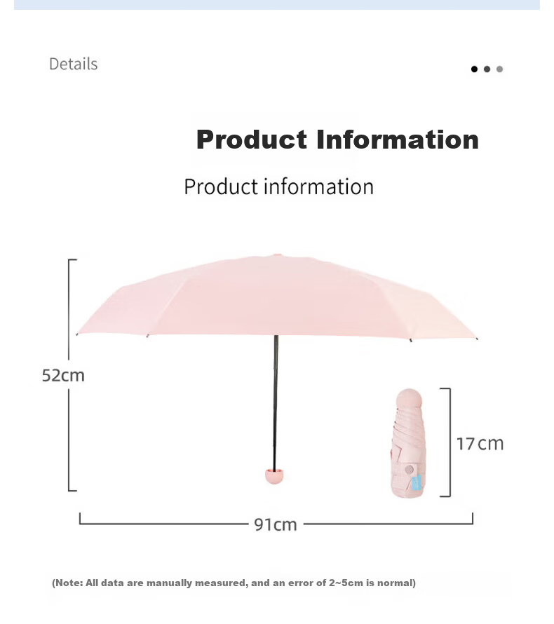 Impression City Mini Capsule Umbrella Black Coating UV Protection Sunshade Portable Lightweight Beige Sun and Rain Umbrella 11