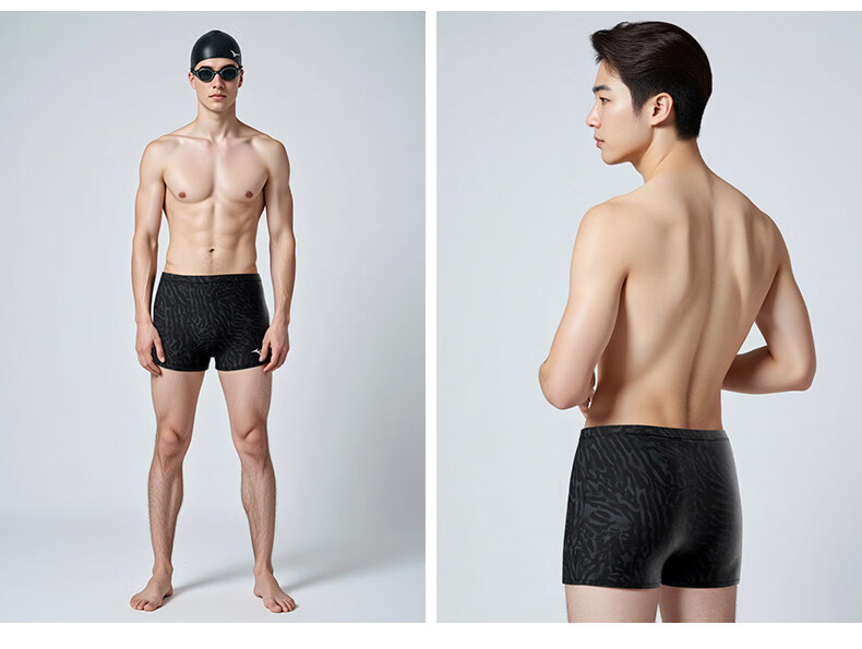 MIZUNO Men's Swim Trunks Square Leg Professional Training Quick-Dry Chlorine-Resistant Swimwear BC150 Black 3XL 15