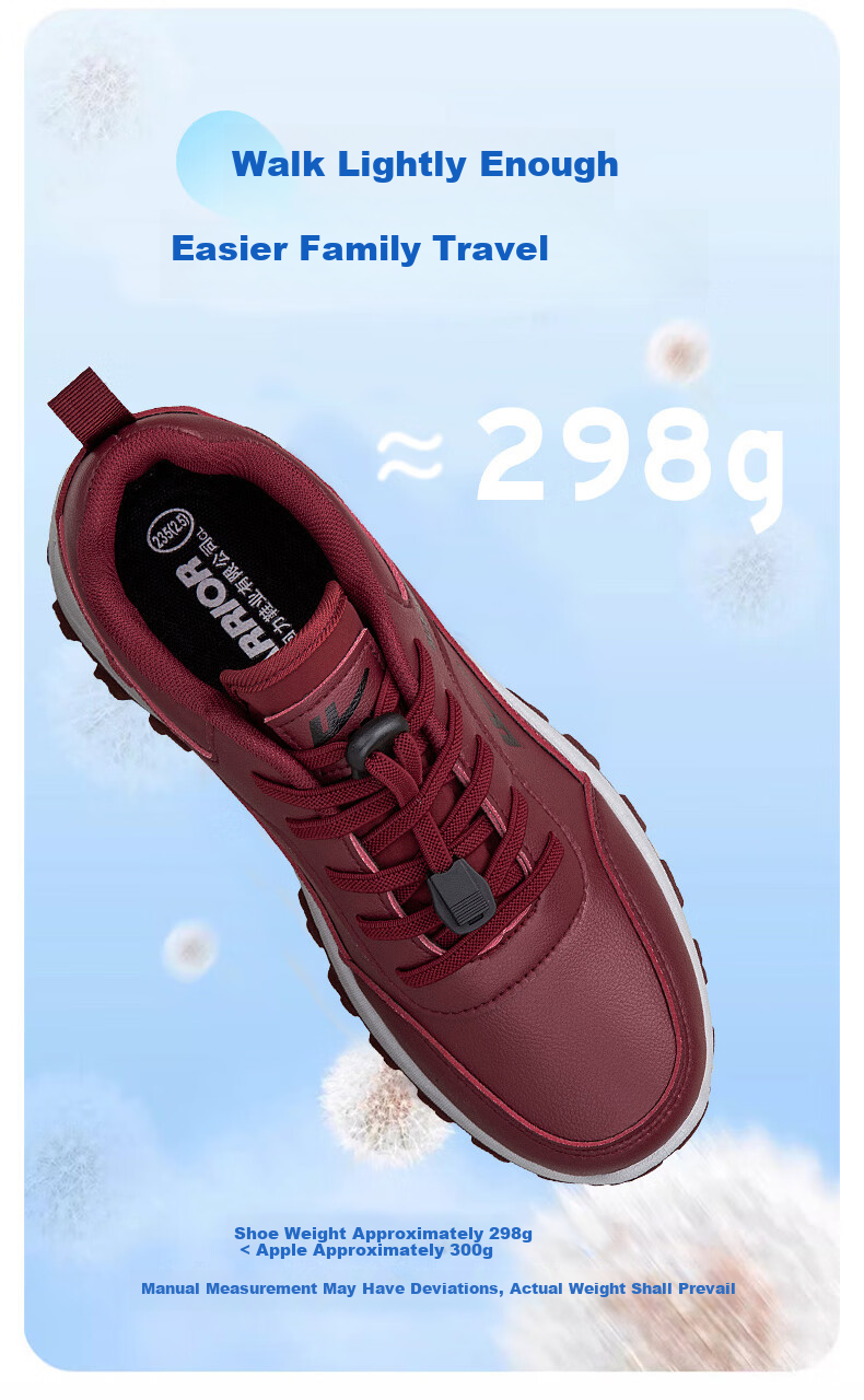 Warrior Women's New Comfortable Elderly Shoes Mom Shoes Middle-aged and Elderly Casual Walking Shoes 3441L Red Size 37 9