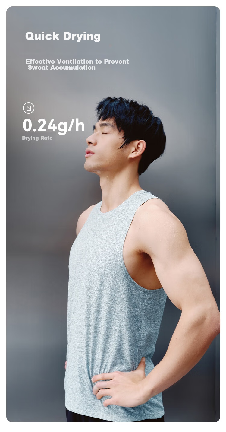 JD Jingzao Elastic Quick-Dry Men's Tank Top Running Fitness Sleeveless Basketball T-Shirt Training Sportswear Sage Gray S 4