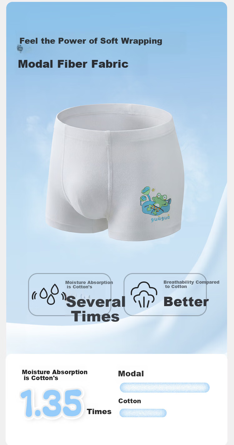 Balabala Boys' Modal Antibacterial Boxer Briefs 4-Pack for Kids 4