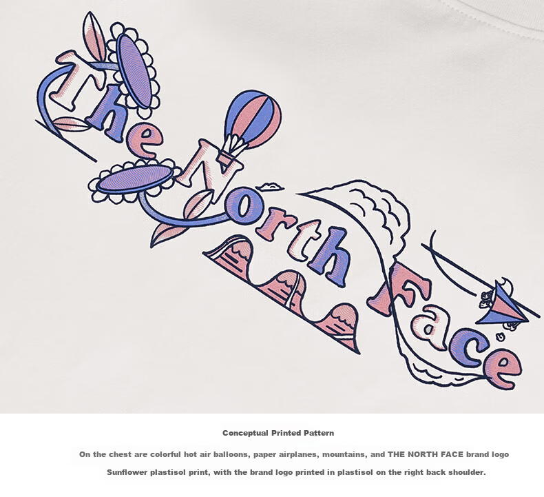 The North Face Women's TNF Cartoon Logo Print Outdoor Casual Comfortable Breathable Crew Neck Short Sleeve T-Shirt 8GX6 2