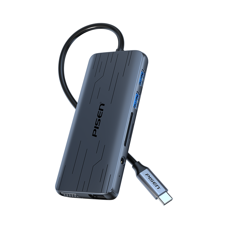 Pisen Type-C Expansion Dock, USB-C to HDMI/VGA Converter, Thunderbolt 3/4 Expansion Dock, Network Port Adapter, Splitter, Audio Compatible with Apple MacBook And Huawei