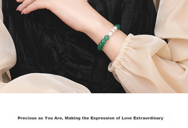 Lao Feng Xiang Pearl Necklace and Bracelet Set with Chalcedony Silver Pendant for Women Elderly Birthday Anniversary Gift for Wife and Mom 10