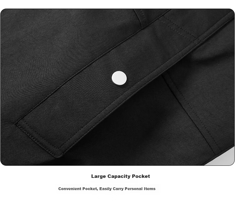 Pierre Cardin Men's Trench Coat Spring Autumn Korean Style Loose Casual Mid-Length Coat Trendy Lapel Overcoat Black XL 12