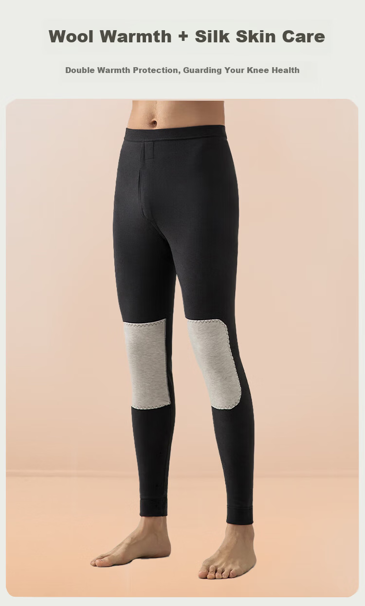 XUEXIMAN 100% Cotton Men's Thermal Pants Wool Silk Knee Support Antibacterial Thin Warm Cotton-Lined Trousers 10A 12