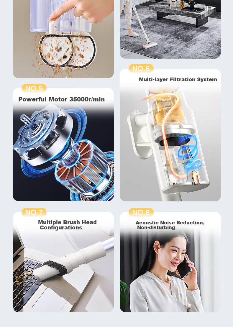 AUX Home Vacuum Cleaner High Suction Power High Power Compact Wired Handheld Vacuum Mop Combo AXC-22AV10B Standard Edition 6