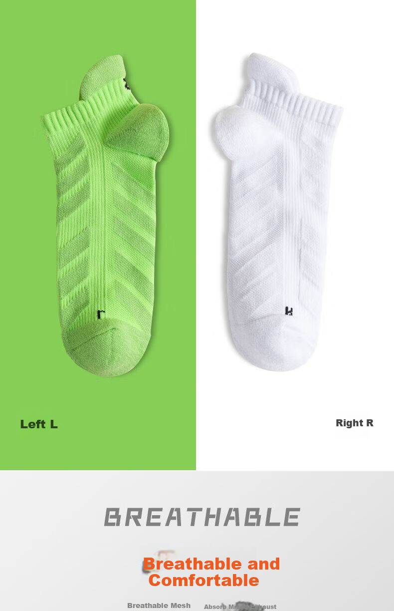 361° Men's Sports Breathable Sweat-Absorbing Shock-Absorbing Non-Slip Running Marathon Socks Black - 3 Pairs One Size 11