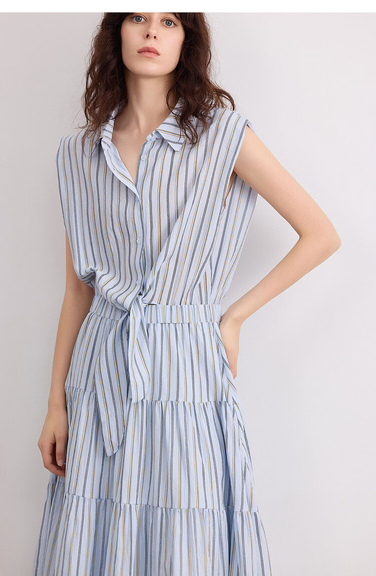 Demana "Dancing with the Wind" Summer Faux Two-Piece Sleeveless Waist-Cinching Slim A-Line Dress for Women, Mid-Length, Office Wear 21