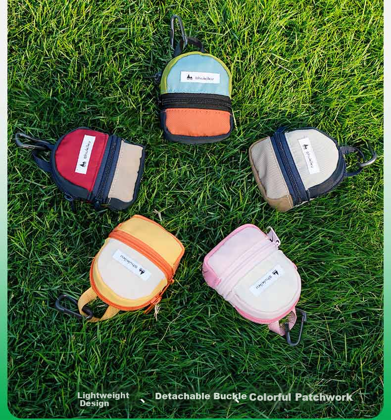 SHUKIKU Classic Series Dopamine Color-Block Small Earphone Pouch Coin Purse Pendant, Khaki Blue, One Size Fits All 16