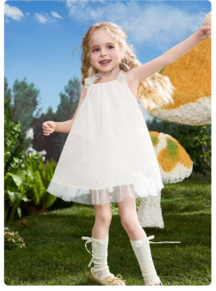 ASK JUNIOR Kids Summer Sleeveless Strap Dress Girls Princess Tulle Dress 11