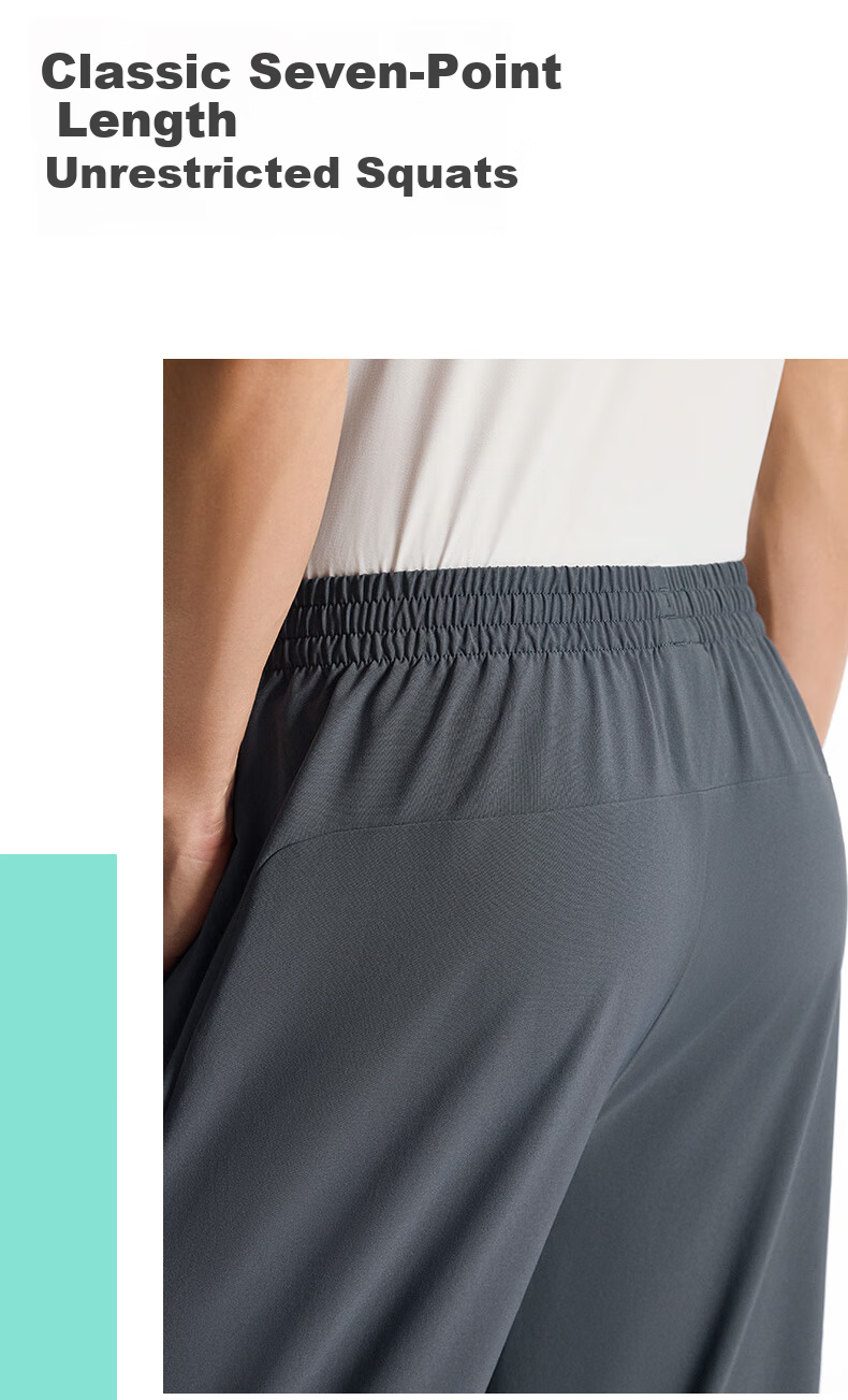 Anta Quick-Dry Pants | Men's Summer Sports Pants Moisture-Wicking Breathable Ice Silk Shorts Capri Casual Lightweight Mid-Length Pants 7