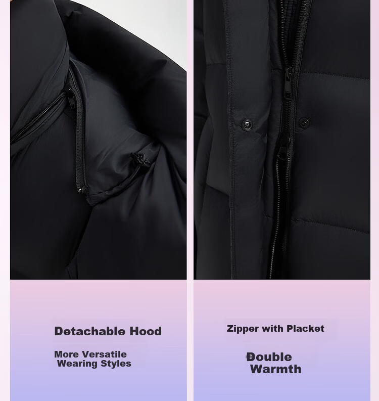 BOSIDENG Off-Season Women's Down Puff Jacket Winter 90% Down Thickened Detachable Hood Loose Extra Long Coat Mall Same Style 12