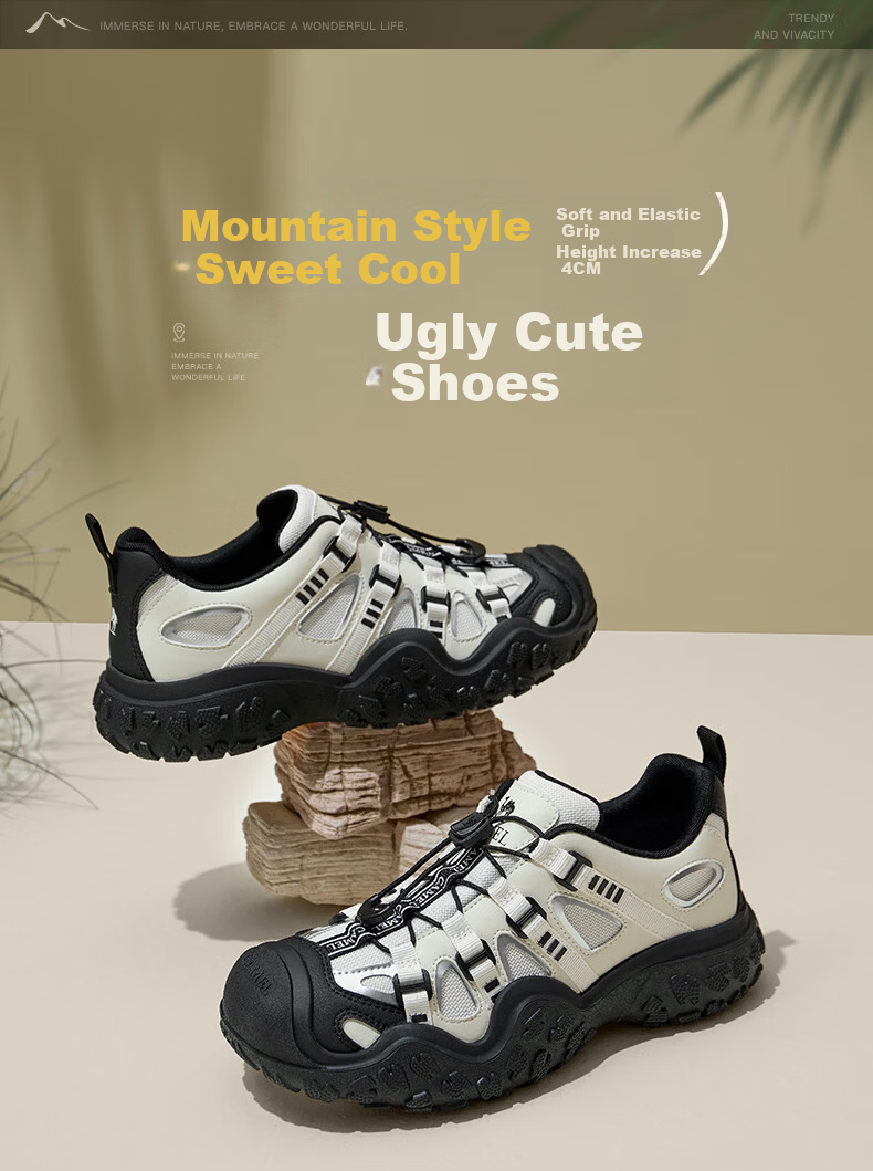 CAMEL Ugly Cute Patchwork Thick Sole Outdoor Casual Hiking Shoes L16S076038 Off-White/Black (Men's) 41 11