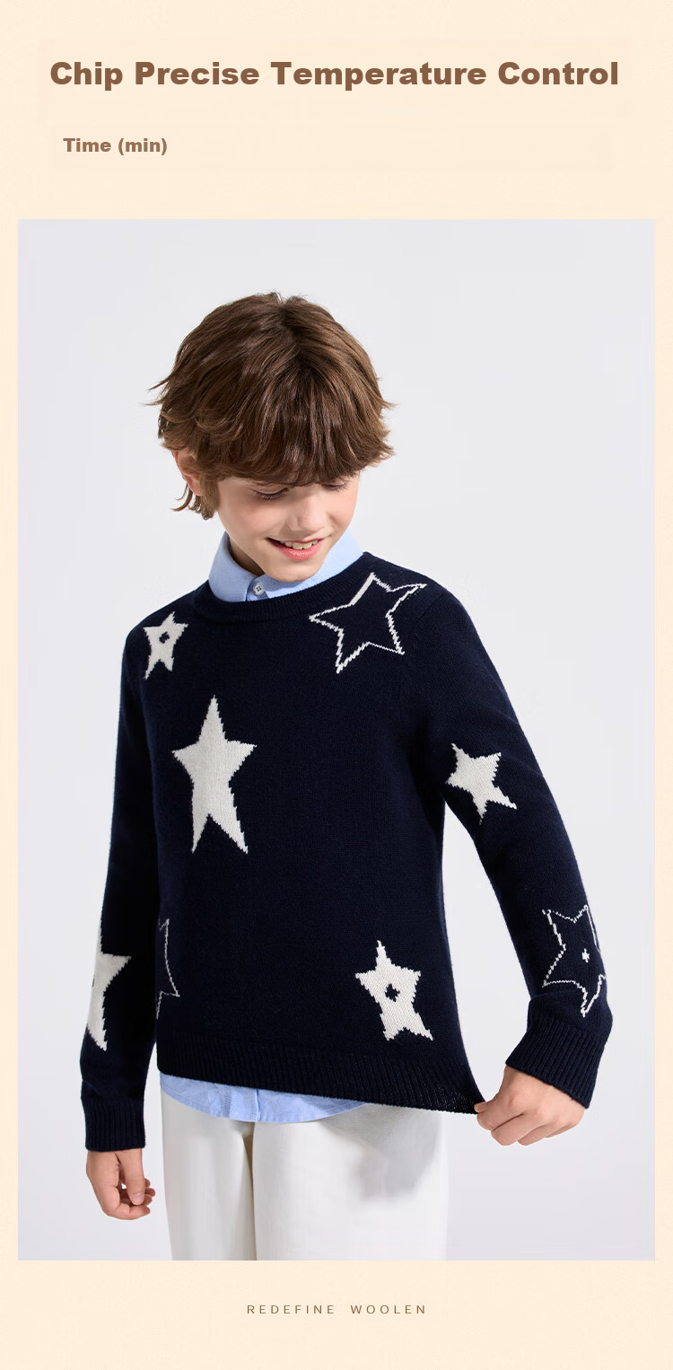 YEEHOO Boys Wool Sweater Kids Pullover 100% Wool Crew Neck Fashion Spring Dark Blue Size 120 9