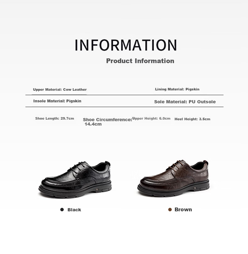 Aokang Men's Black Leather Lace-Up Oxford Business Dress Shoes UK Style Size 39 6