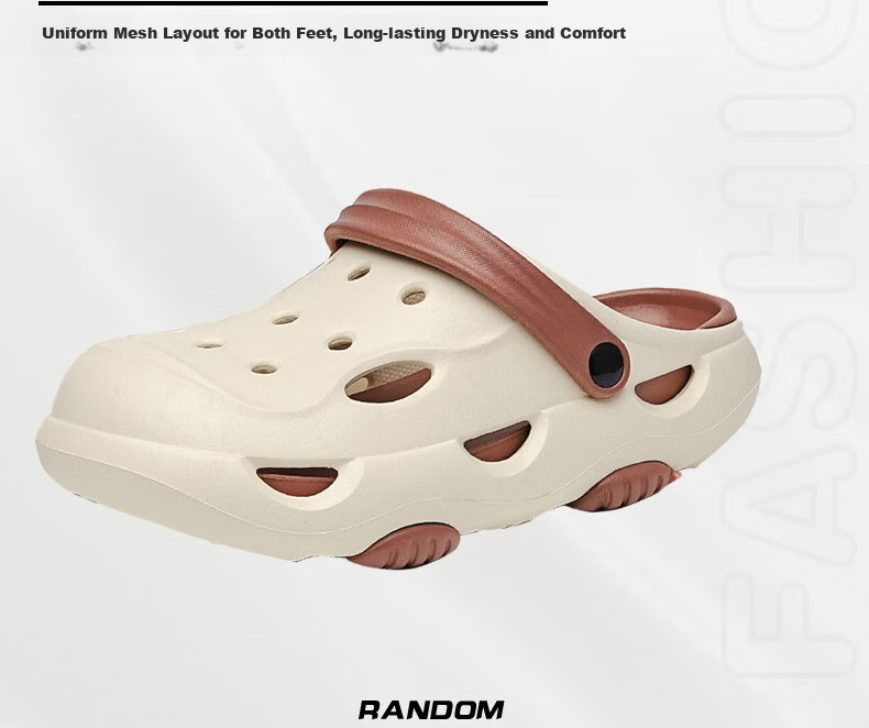 Huameijianbu Men's Outdoor Quiet Thick-Soled Non-Slip Beach Sandals with Perforated Design, HM2426 White And Black, Size 40-41 9