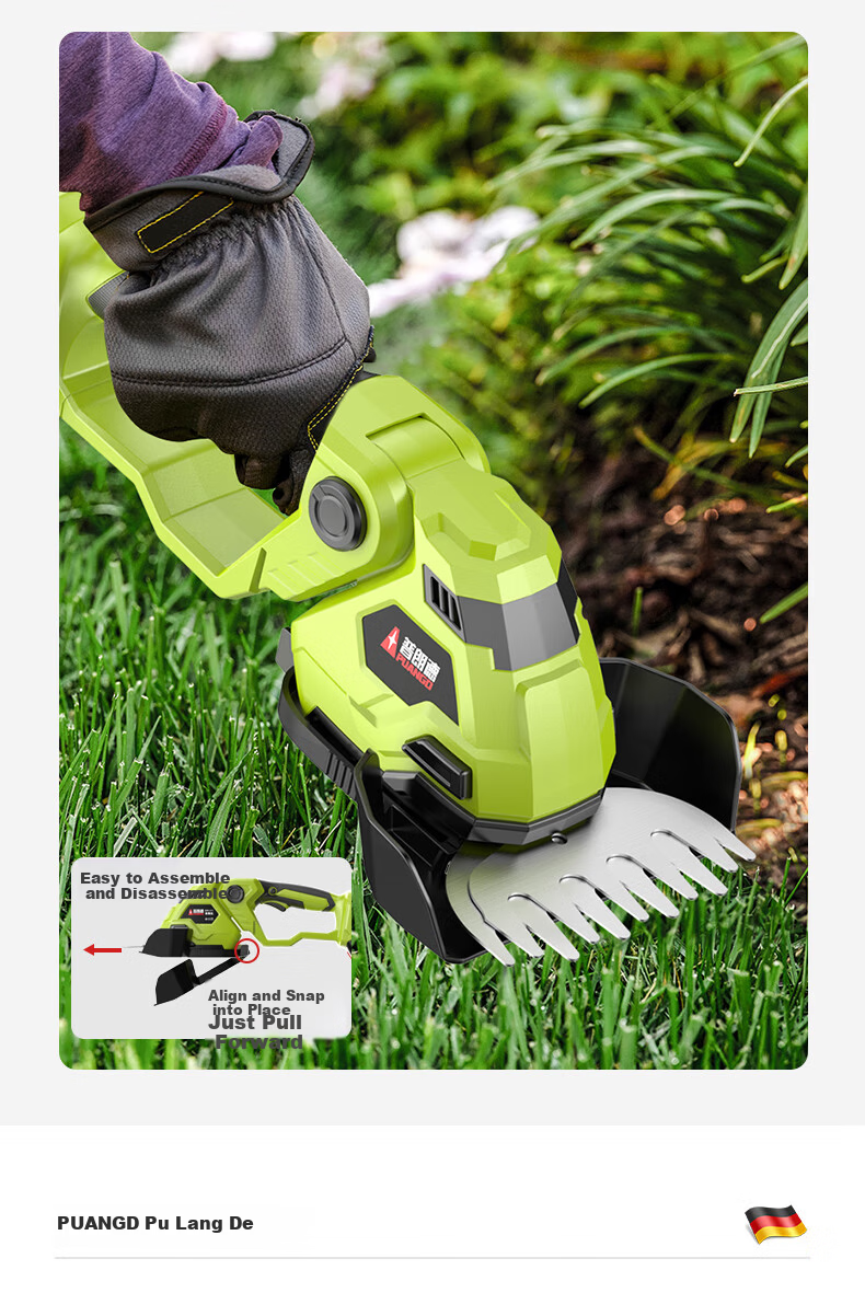 PUANGD Electric Lawn Mower Cordless Hedge Trimmer Small Home Lawn Trimmer Rechargeable Grass Cutter Garden Pruner 9