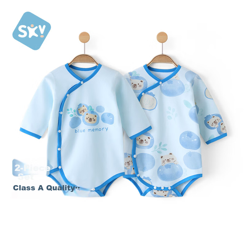 Shubeiyi 2-Pack Baby Clothes Newborn Unisex Romper Bodysuit Long Sleeve Jumpsuit Blue 73cm