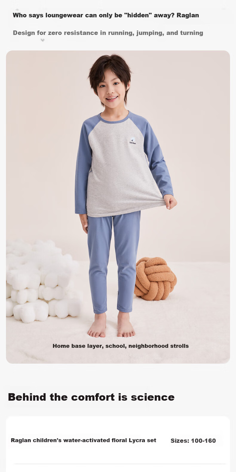 YUZHAOLIN Kids Thermal Underwear Set Boys Girls Class A Cotton Autumn Top and Bottom Moisture-Wicking Homewear Deep Space Gray Size 150 10