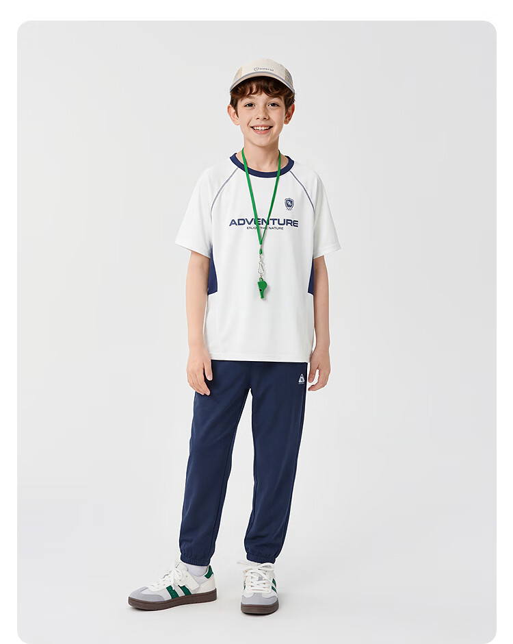 BALABALA Boys' Short-Sleeve Set, Children's Two-Piece Outfit for Older Kids, 2026 New Summer Style, Moisture-Wicking Quick-Dry T-Shirt And Pants 18