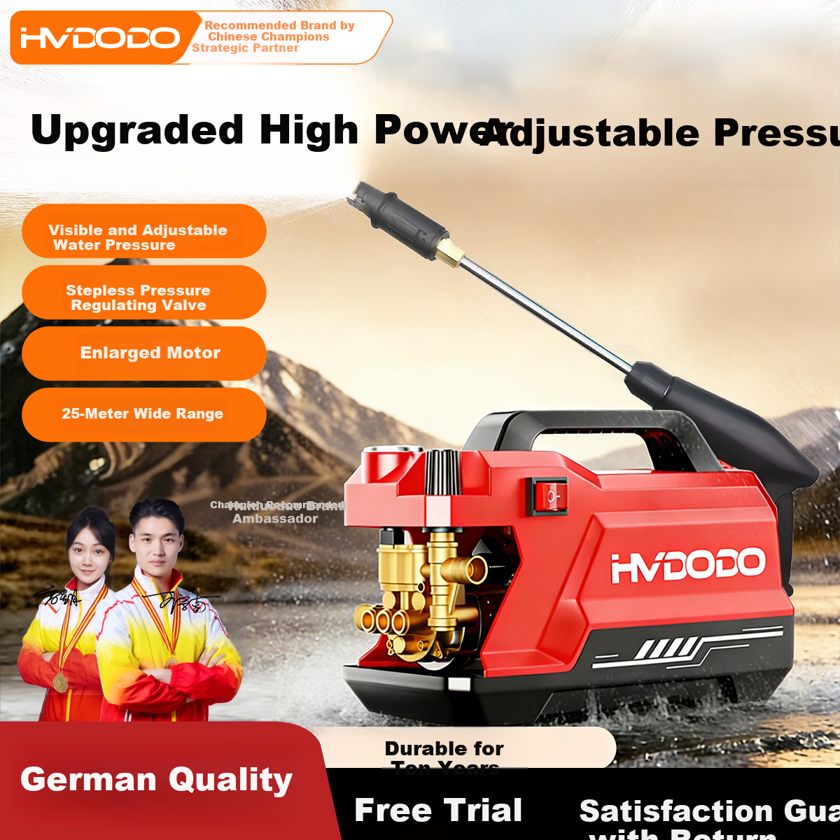 HUIDUODUO High Pressure Car Wash Water Gun 220V Home Use Powerful Portable Cleaning Machine