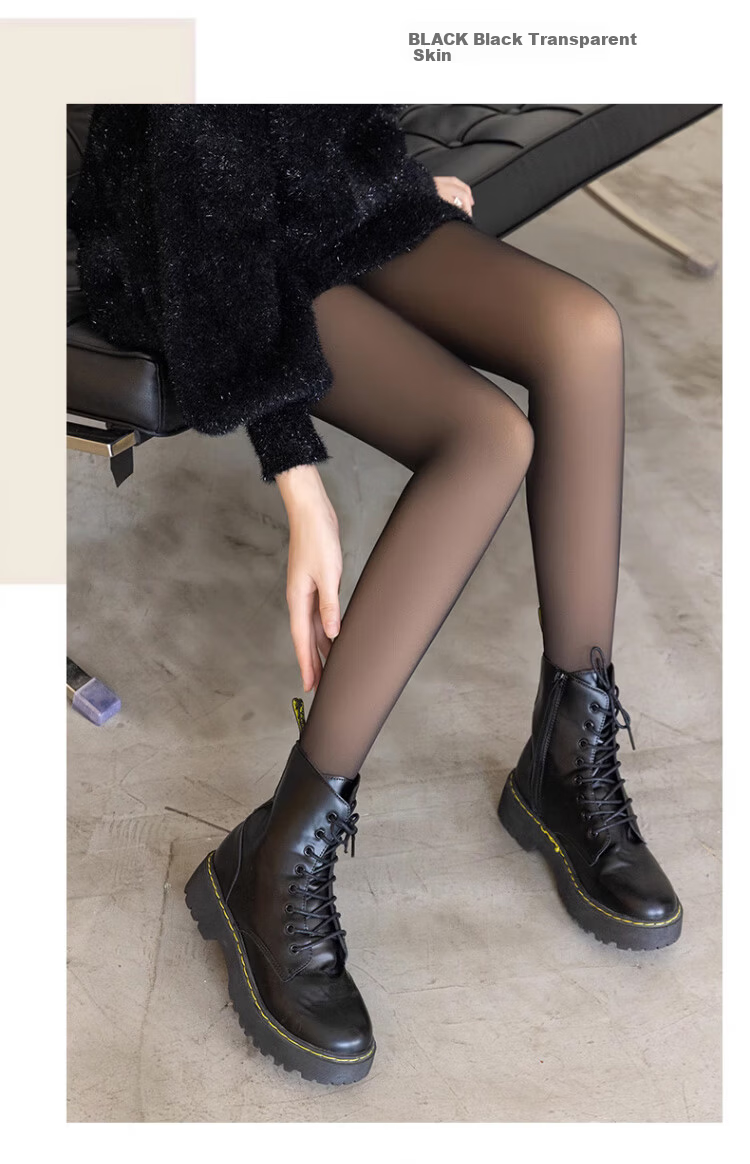 LangSha Sheer Skin-Effect Tights Black Silk Spring Autumn Thin Seamless Nude-Look Pantyhose 10