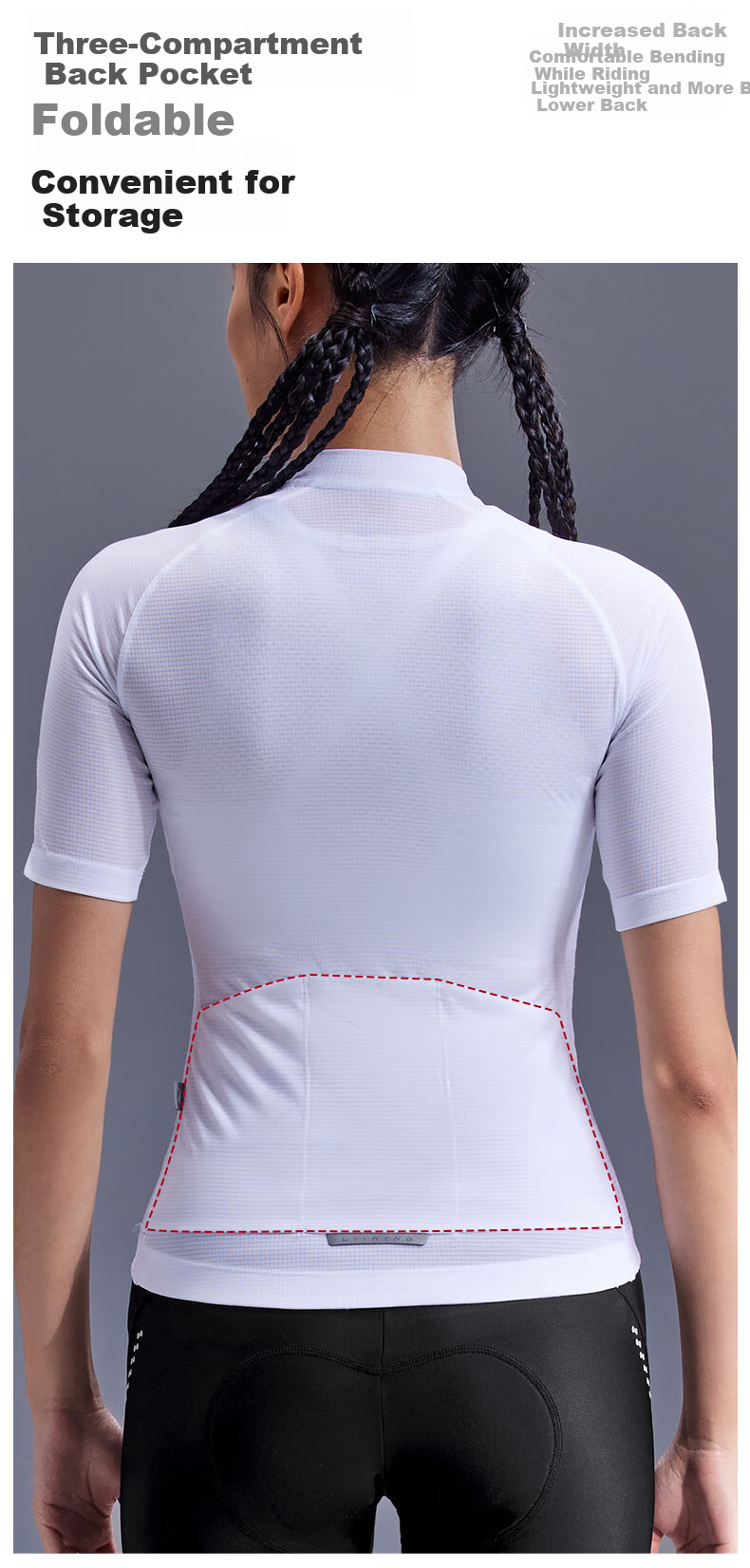 LI-NING Women's Cycling Jersey Short Sleeve Summer Breathable Quick-Dry Sweat-Wicking Sun Protection Road Bike Cycling Gear 9