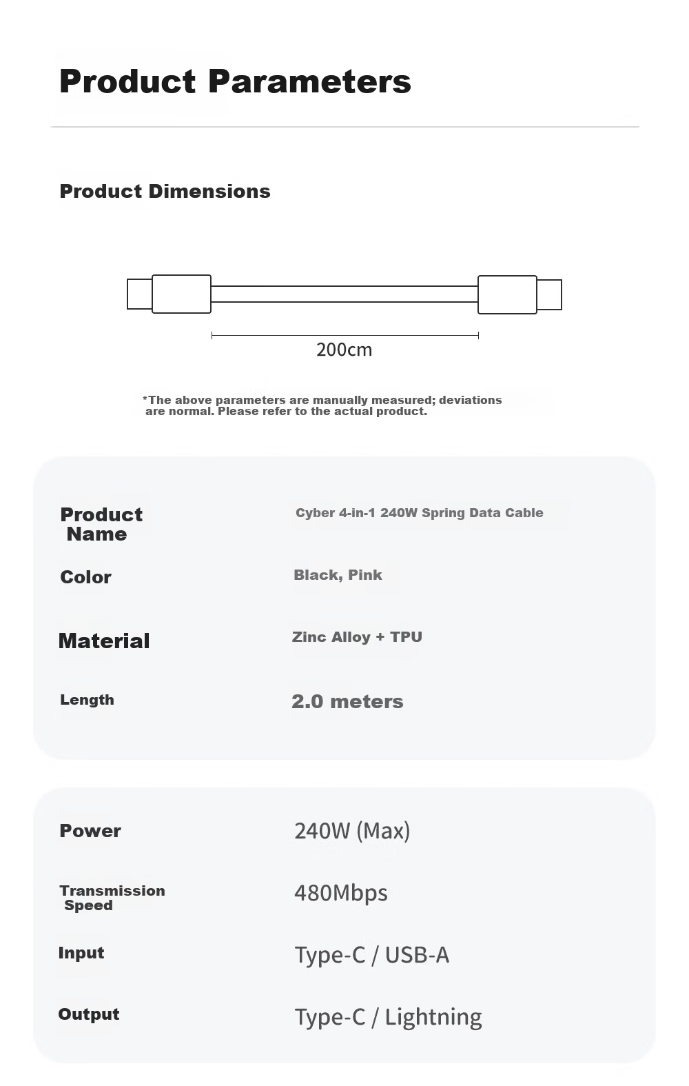 Beimo, Suitable for Tesla Car-Specific Charging Cable, Type-C Four-In Spring Retractable Data Cable, 240W Power Fast Charging, IPhone18/17promax, Huawei/Xiaomi 7
