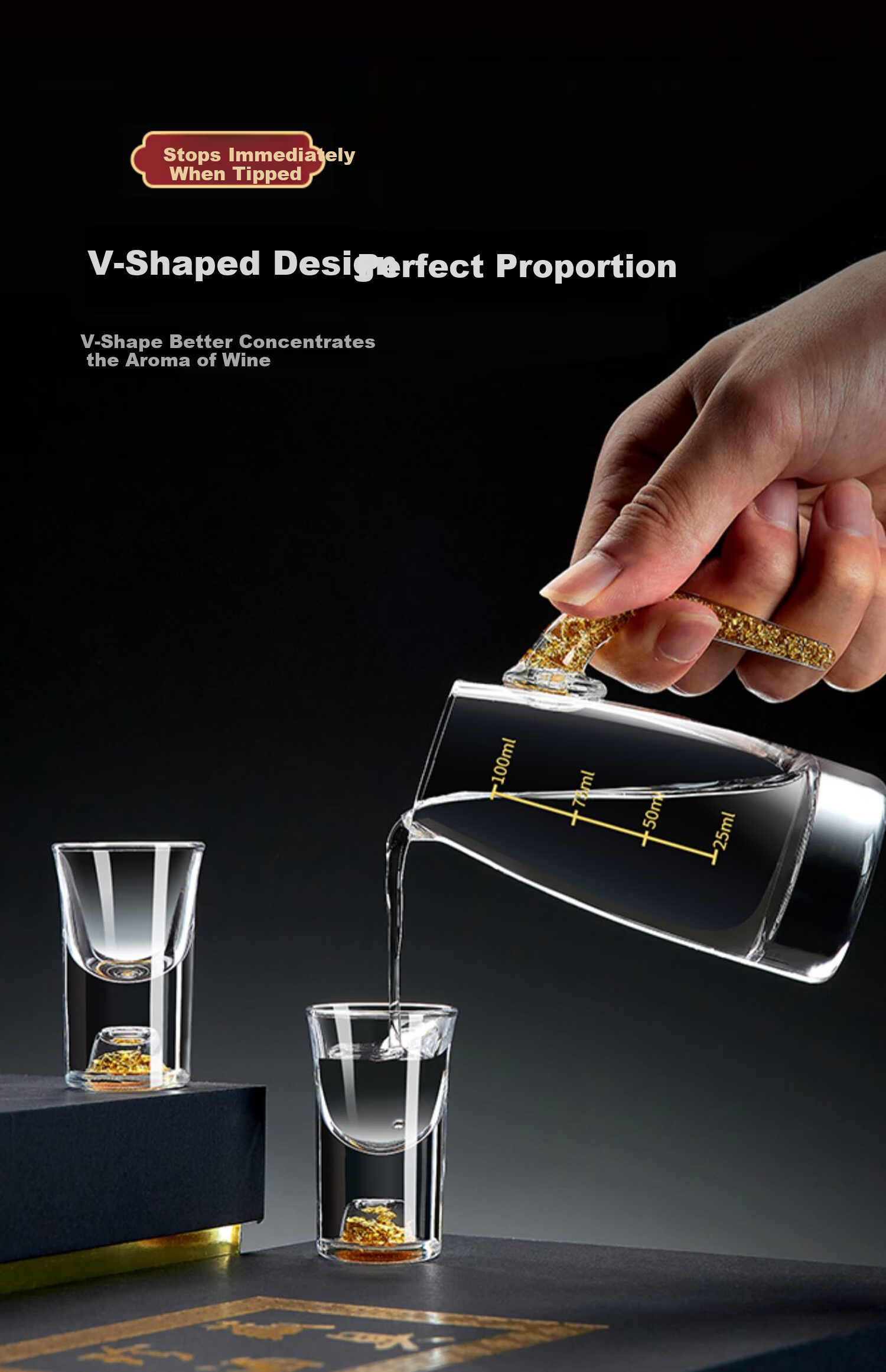 Green Apple Handheld Jinshan Gold Foil 60ml Baijiu Glasses Set of 6 Crystal Glass Liquor Cups Yellow Wine Glasses Housewarming Birthday Gift 4