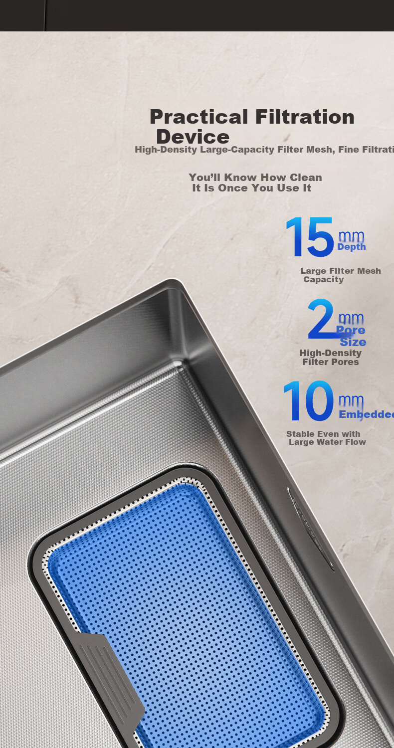HIGOLD H1 Series Stainless Steel Slag Collection Roll-up Sink with Multifunctional Pull-out Faucet 60*43cm 6