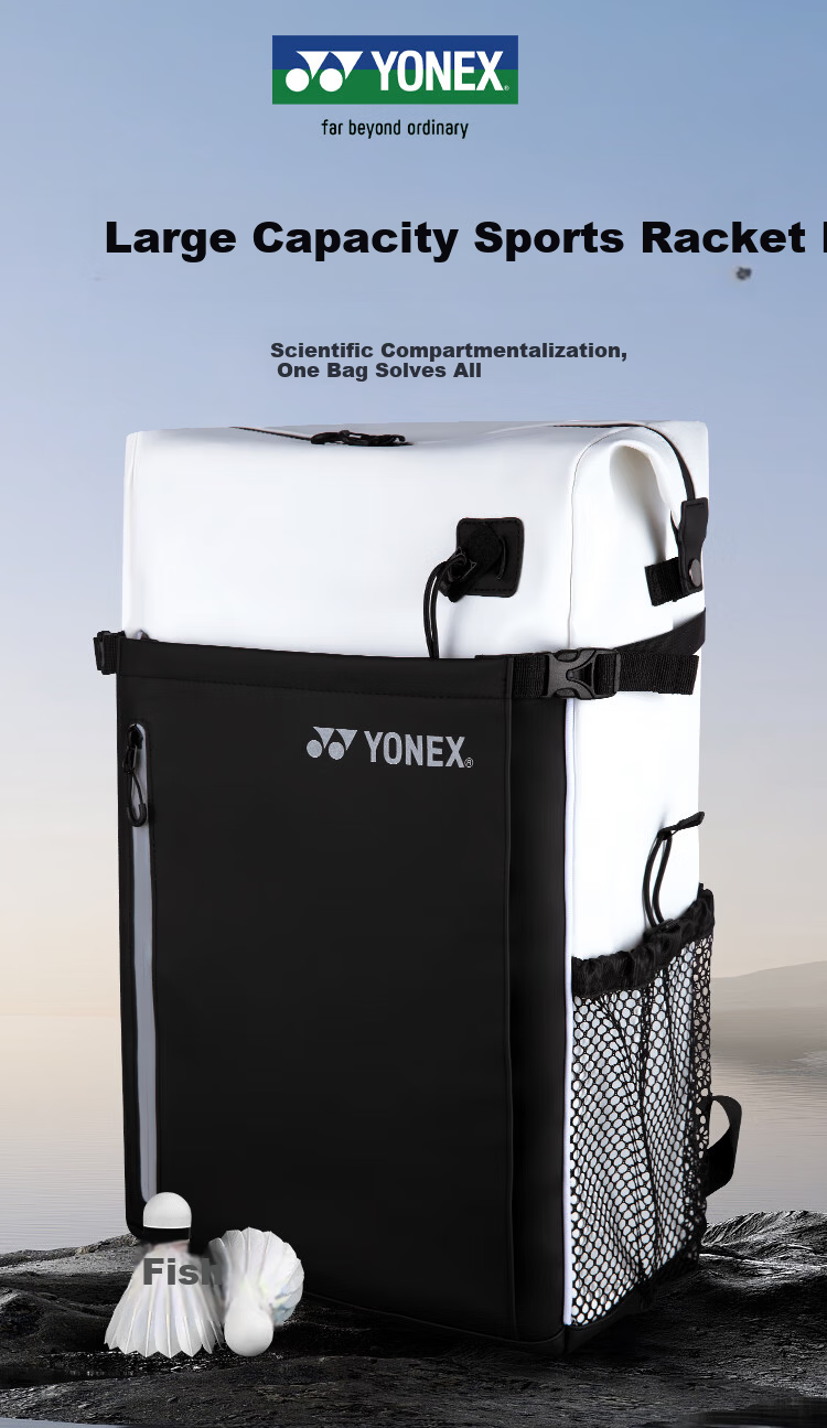 YONEX Badminton Racket Bag Net Universal Fashion Large Capacity Multifunctional Sports Backpack BA292CR White Black 1