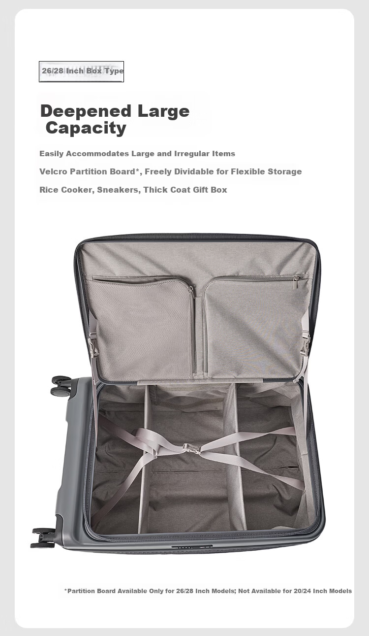 JD Jingzao TuoJie 24-inch Luggage Suitcase for Men and Women Side-Opening Large Capacity Trolley Case with Password Lock Travel Business Trip Graphite Gray 8