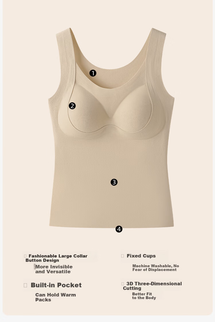 Ordifen Women's Thermal Vest with Integrated Bra Pad, Anti-Sagging, Fleece-Lined, Slim Fit Seamless Innerwear for Autumn and Winter, 2XL 4