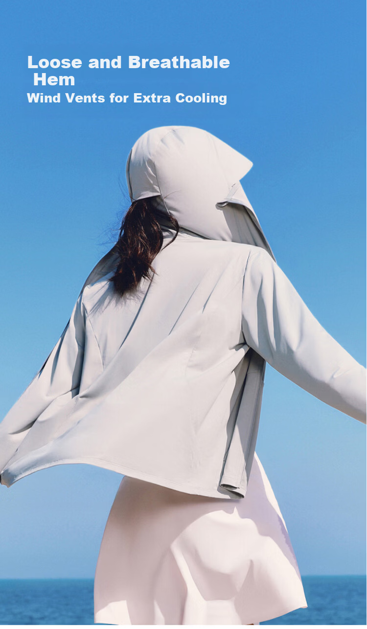 Beneunder Women's Sunscreen Jacket Spring Summer Cooling UV Protection New AL818 Light Cloud Blue 2XL 12