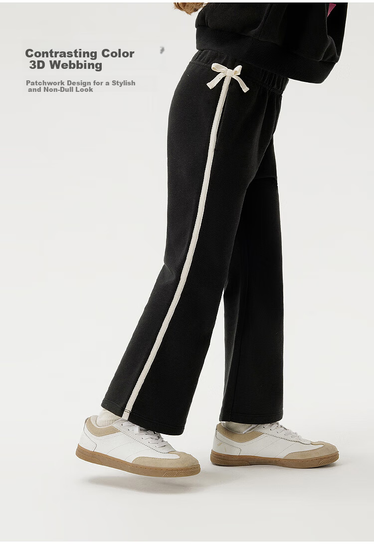 MARC&JANIE Girls' Bowknot Color-Block Flared Pants Children's Trousers 2025 Spring 250266 4