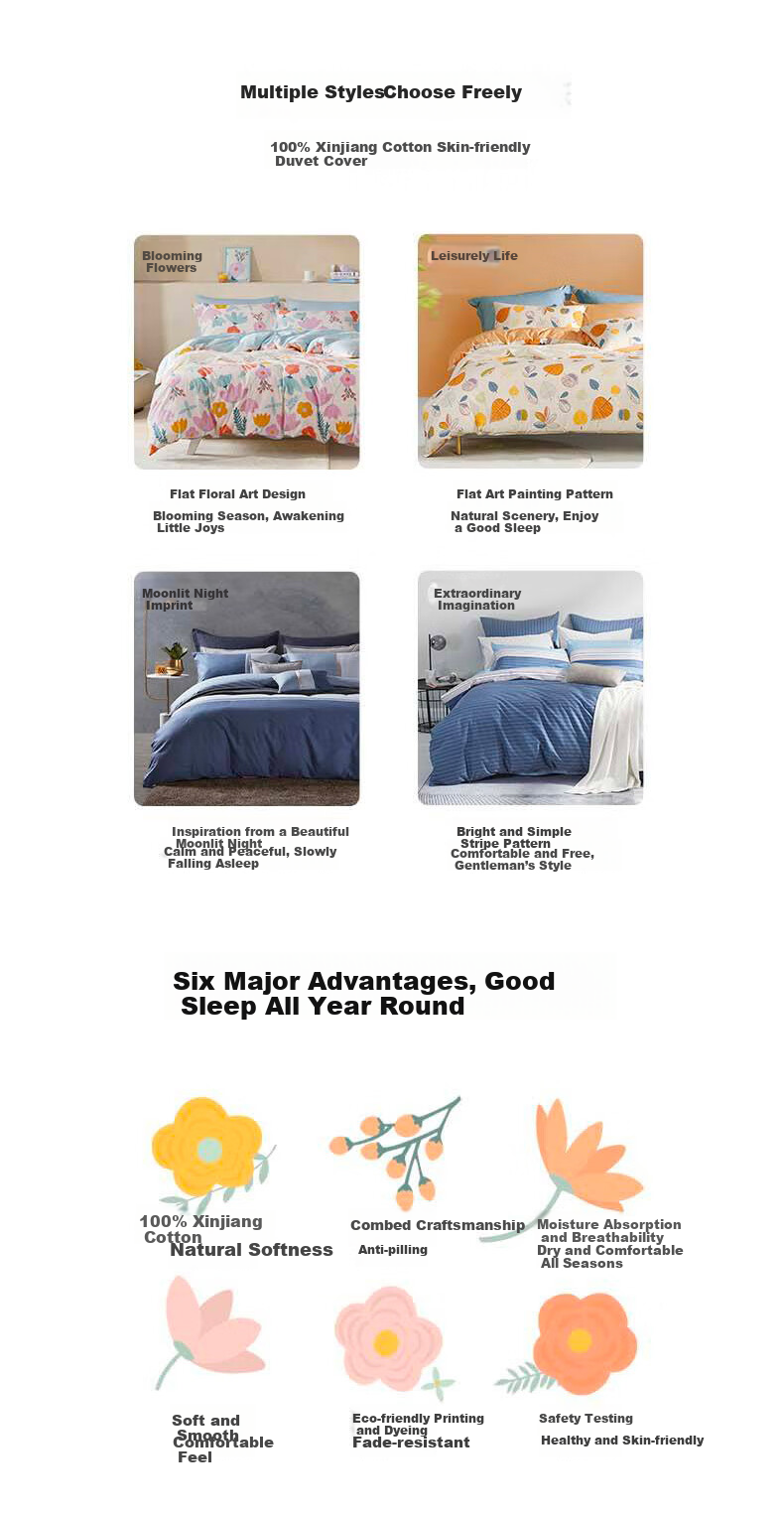 LOVO Luolai Autumn Winter Thickened Pure Cotton Brushed Quilt Cover Bedding 150*215cm Beige Student 3
