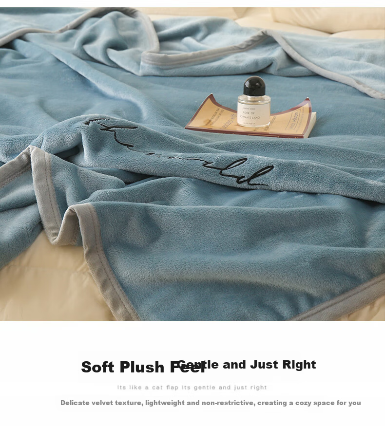 Yalu Double-Sided Thickened Milk Velvet Blanket Nap Blanket Four-Season Blanket Air Conditioning Cover Blanket 150*200cm Gray Blue 3